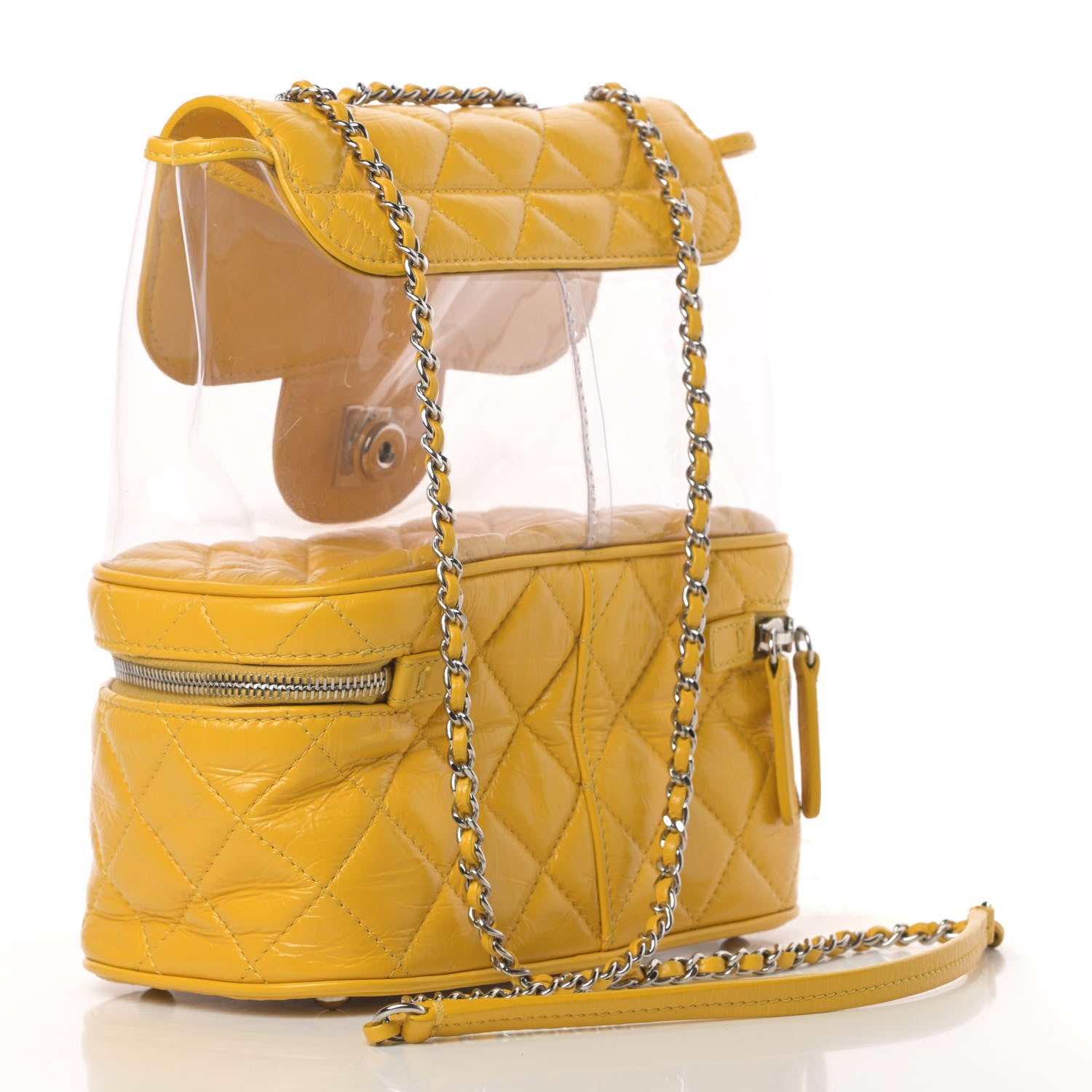 Chanel Crumpled Calfskin PVC Quilted Flap Yellow 3 of 11