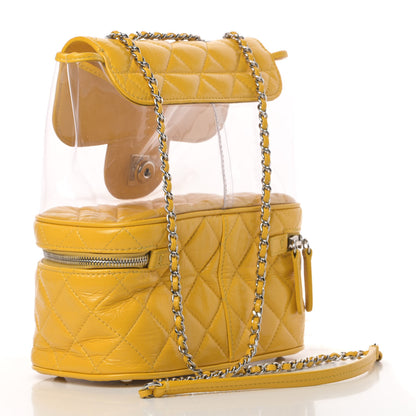 Chanel Crumpled Calfskin PVC Quilted Flap Yellow 3 of 11