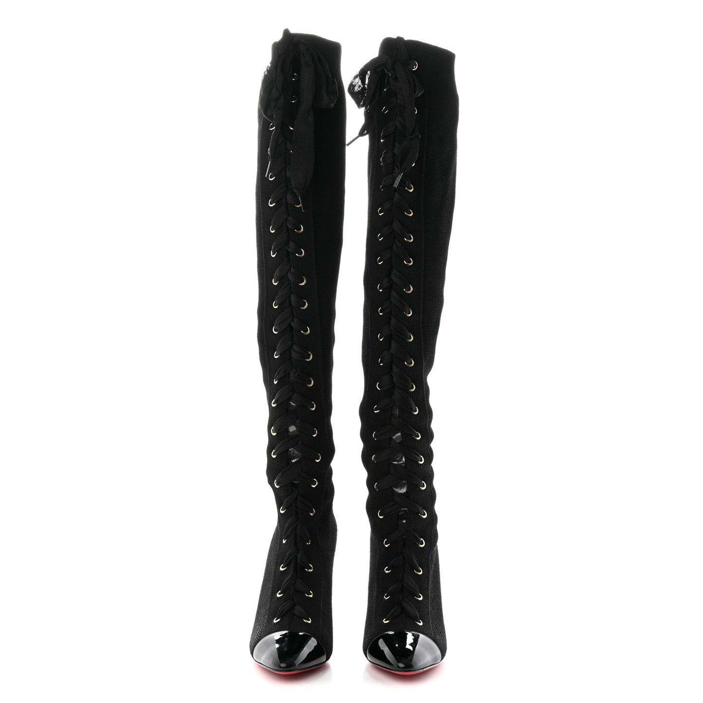 Patent Maille Tricot Frenchie 100 Sock Boots 37.5 Black