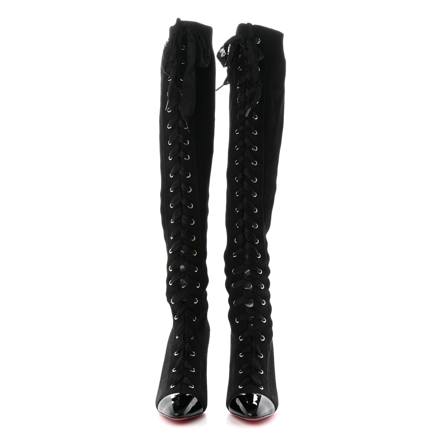 Christian Louboutin Patent Maille Tricot Frenchie 100 Sock Boots 37.5 Black 2 of 10