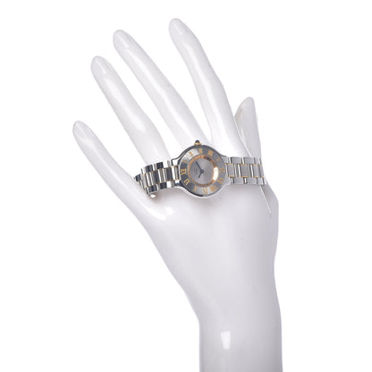 Cartier Stainless Steel 18K Yellow Gold 28mm Must De 21 Quartz Watch 2 of 6