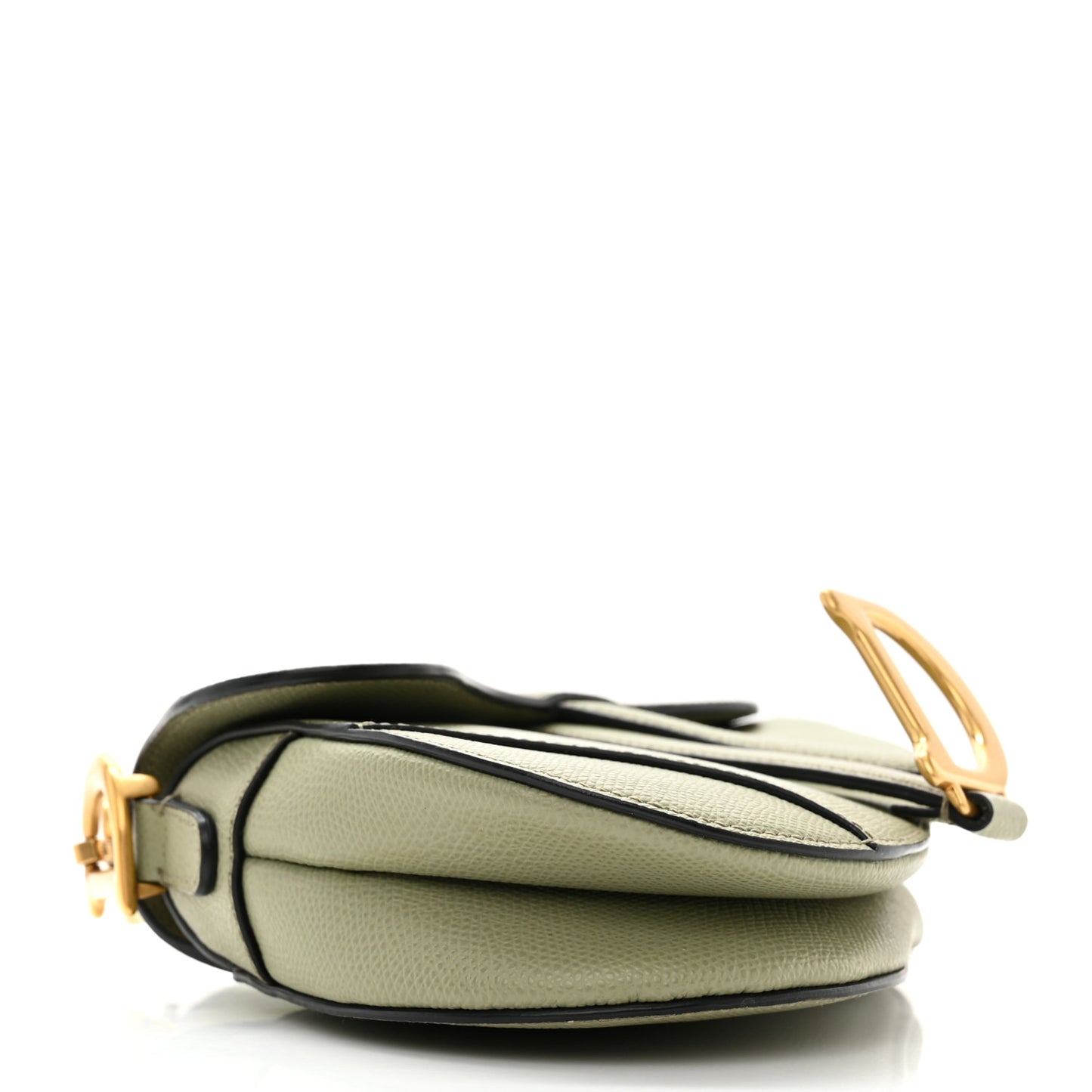 Grained Calfskin Mini Saddle Bag Green