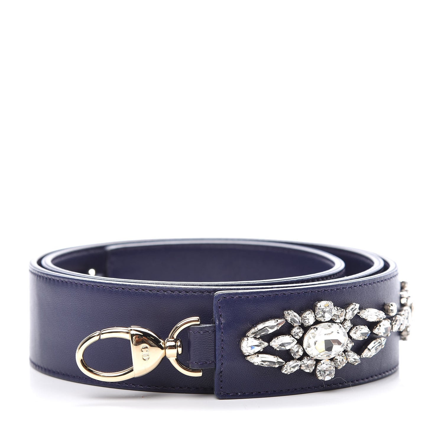 Lambskin Crystal Studded Shoulder Strap Blue
