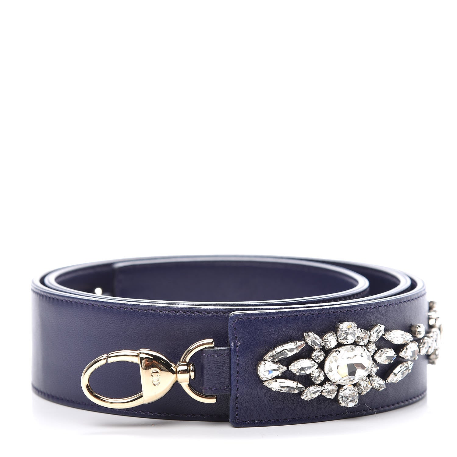 Christian Dior Lambskin Crystal Studded Shoulder Strap Blue 1 of 3
