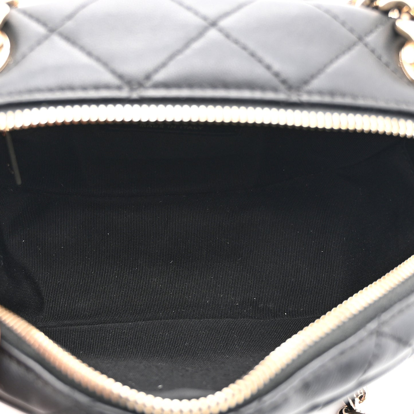 Lambskin Quilted Studded Camera Case Black