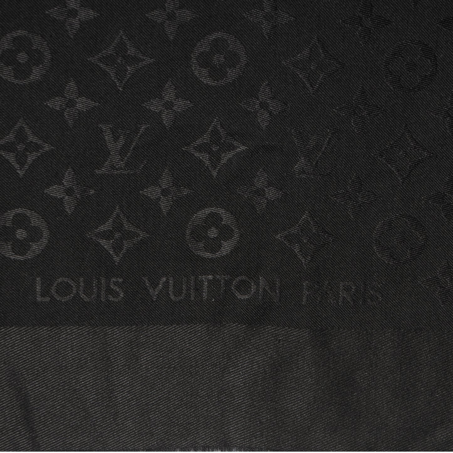 Silk Wool Monogram Shawl Black