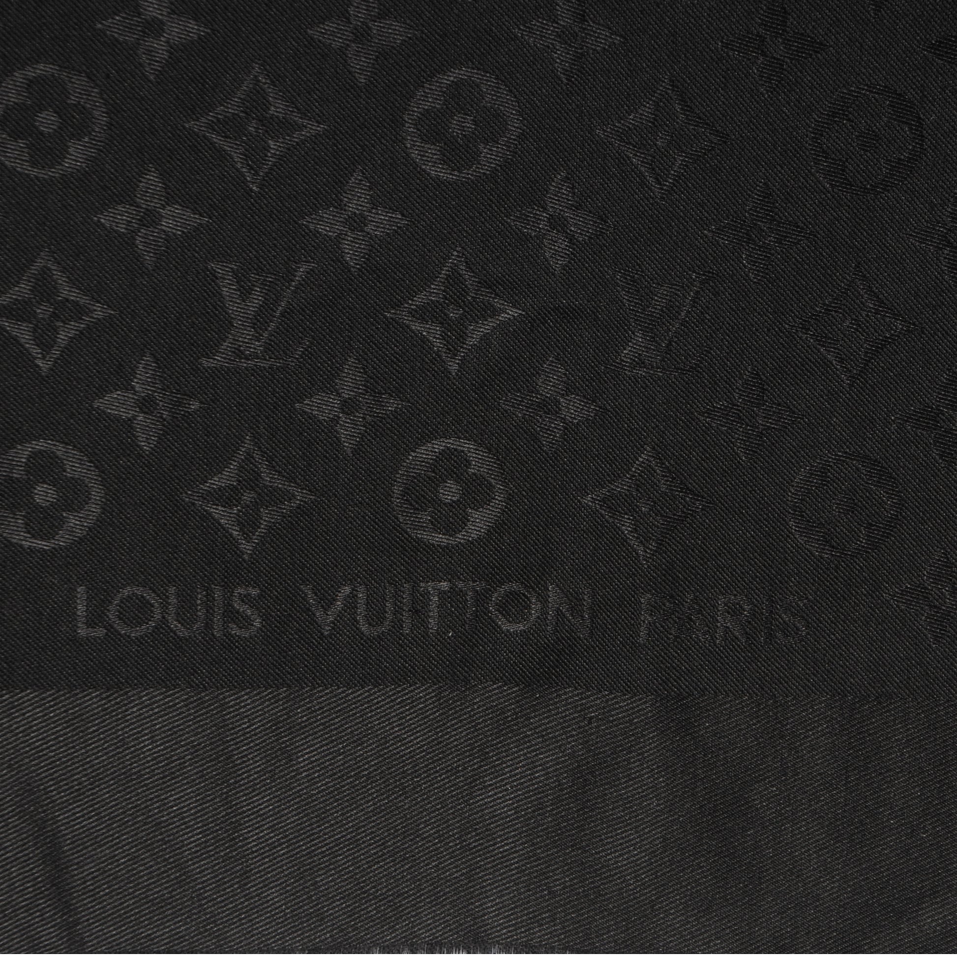 Louis Vuitton Silk Wool Monogram Shawl Black 4 of 5