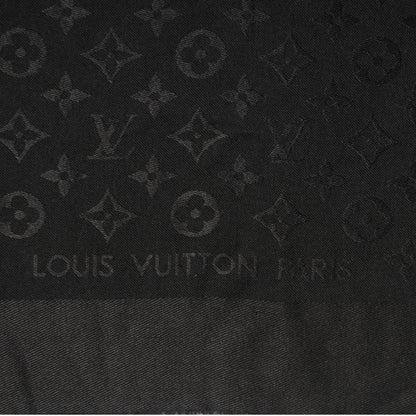 Louis Vuitton Silk Wool Monogram Shawl Black 4 of 5