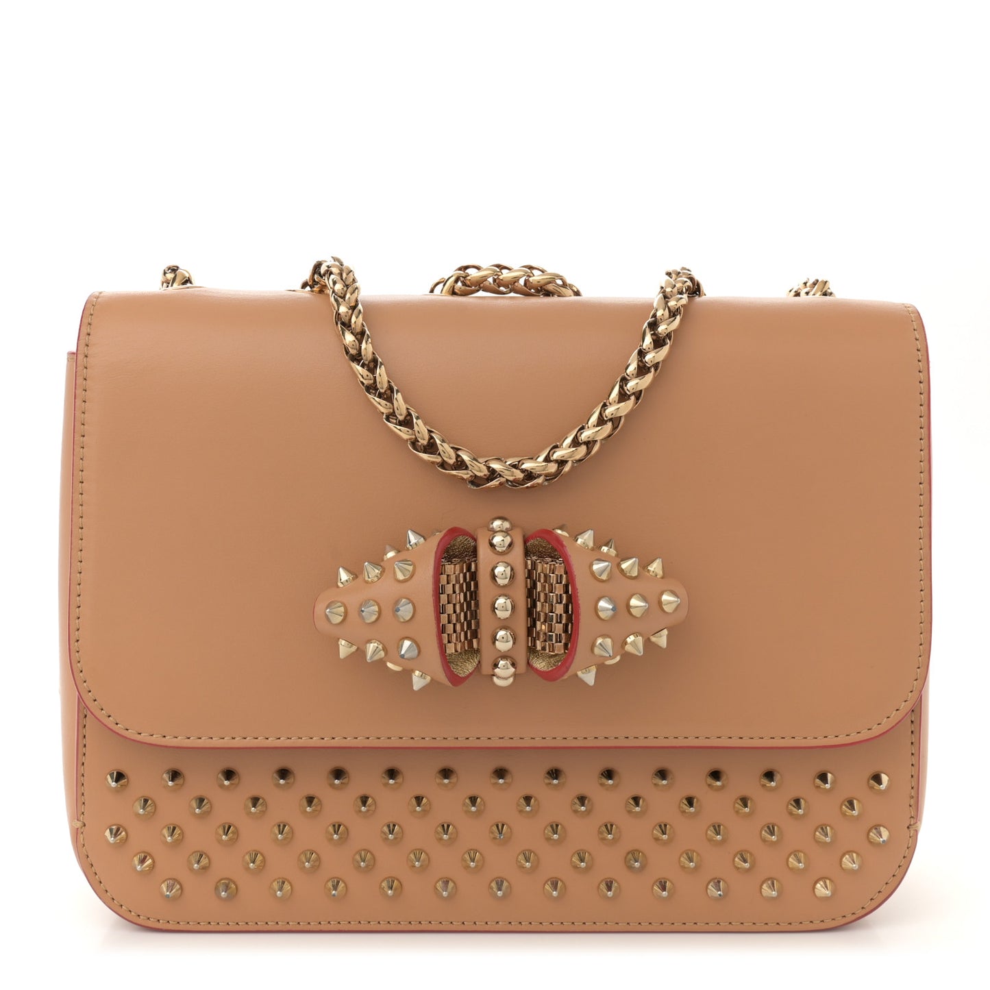 Calfskin Spikes Sweet Charity Shoulder Bag Biscuit