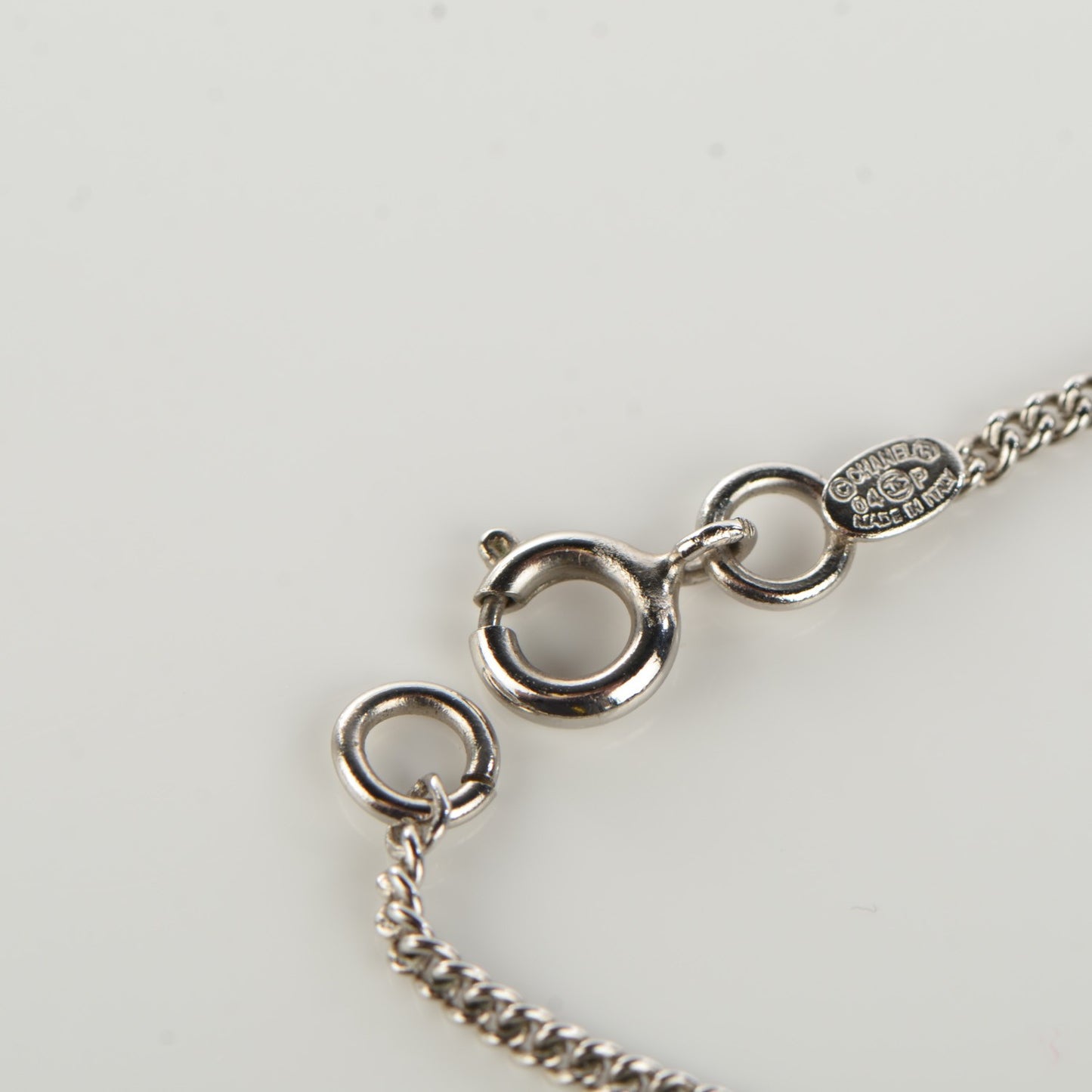 Enamel Heart Clover CC Charm Necklace Silver