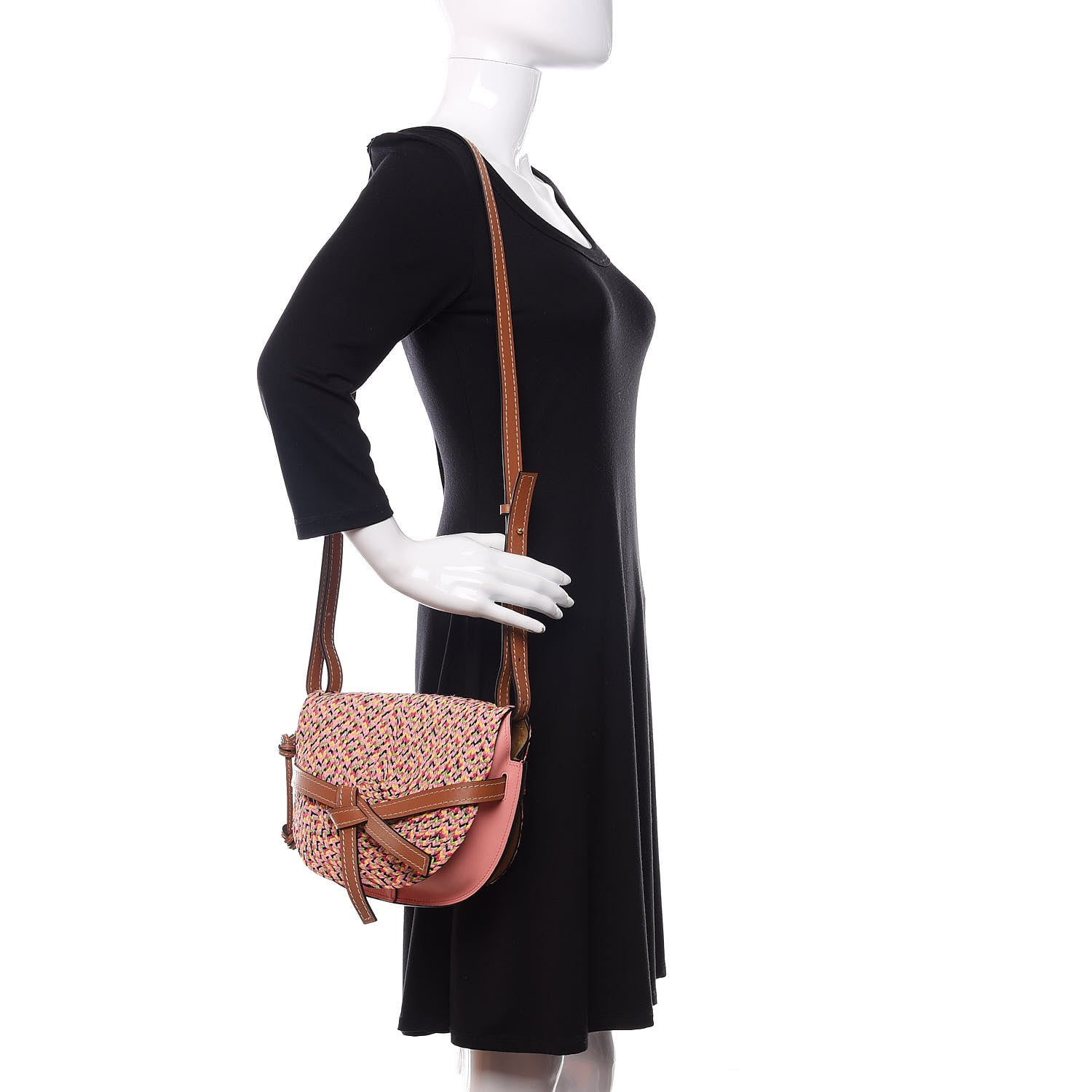 Loewe Calfskin Woven Raffia Small Gate Crossbody Bag Blossom 2 of 9