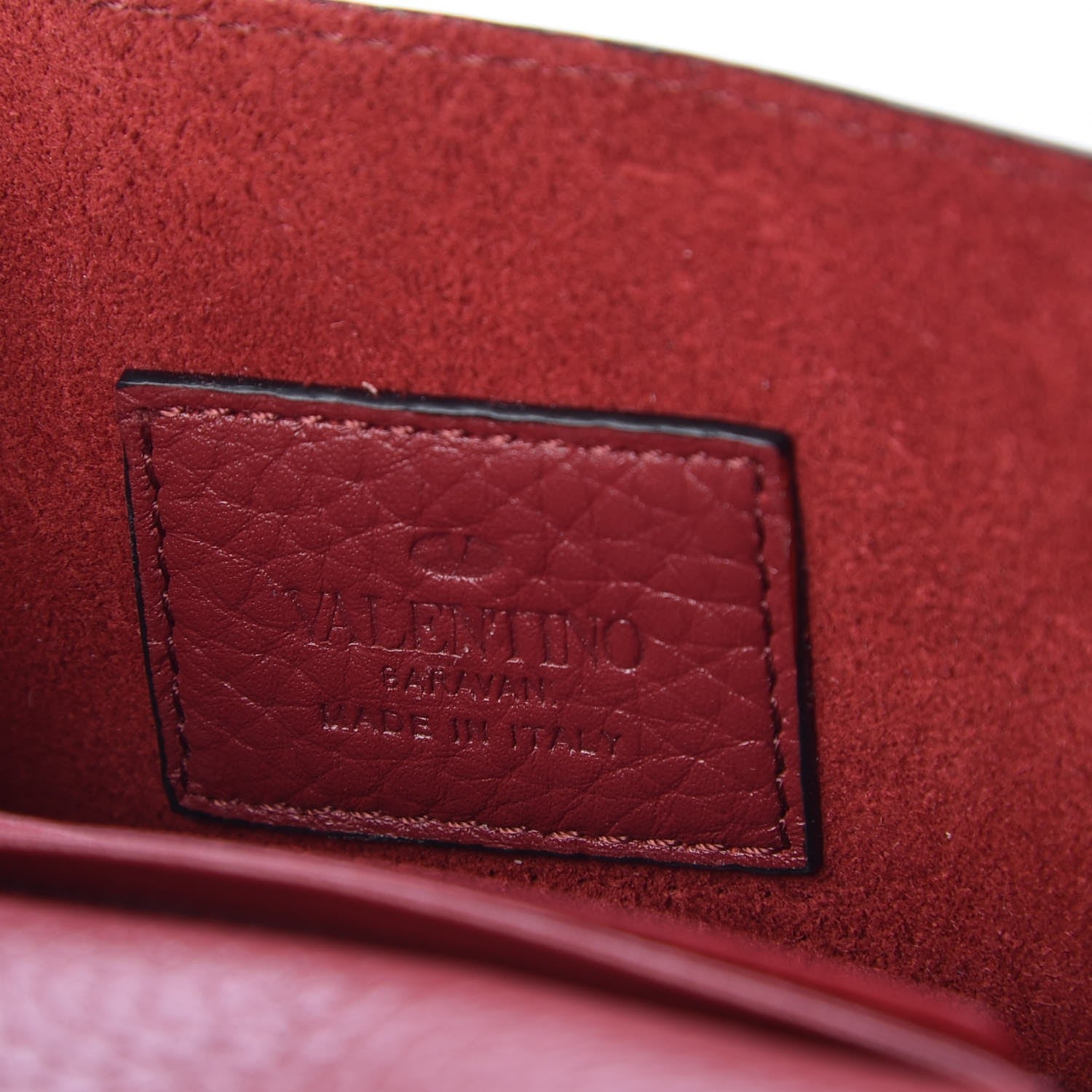 Valentino Garavani Pebbled Calfskin Rockstud Envelope Wallet on Chain Rubino 6 of 8