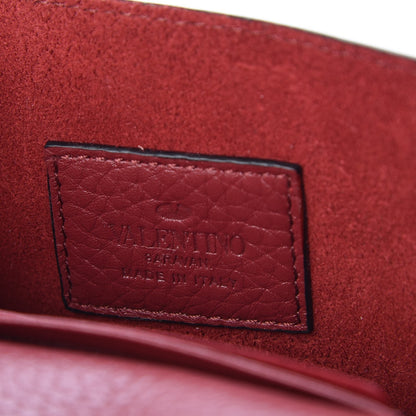 Valentino Garavani Pebbled Calfskin Rockstud Envelope Wallet on Chain Rubino 6 of 8
