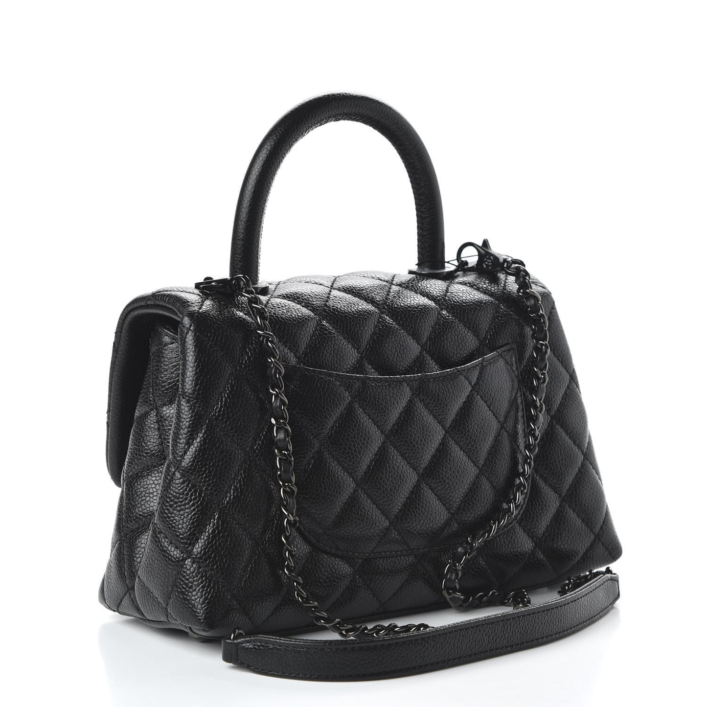 Caviar Quilted Mini Coco Handle Flap So Black