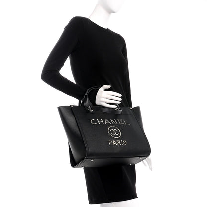Chanel Caviar Small Studded Deauville Tote Black 3 of 9