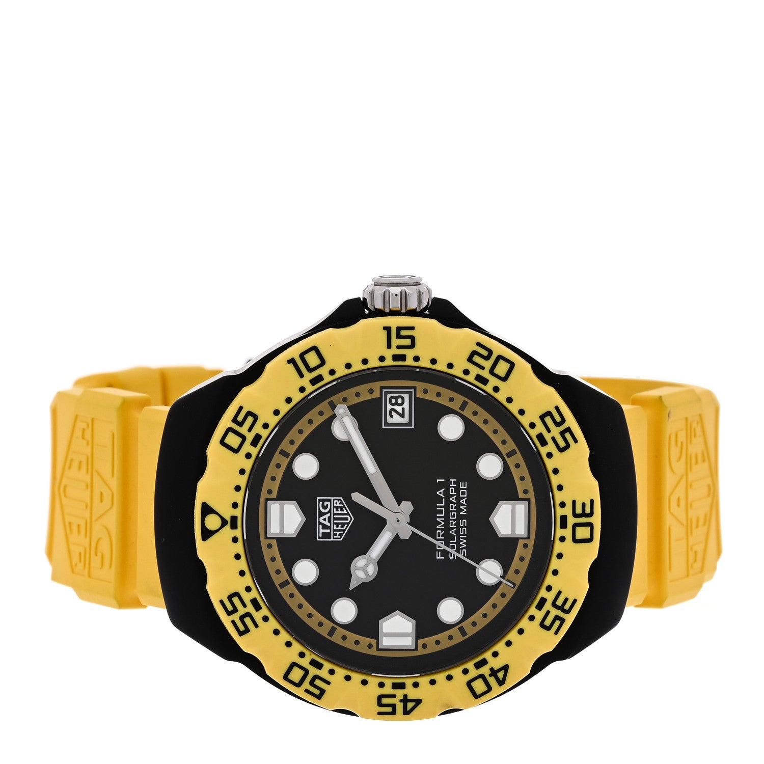 Tag Heuer DLC Stainless Steel Rubber 38mm Formula 1 Solargraph Quartz Watch Black Yellow WBY1117 2 of 5