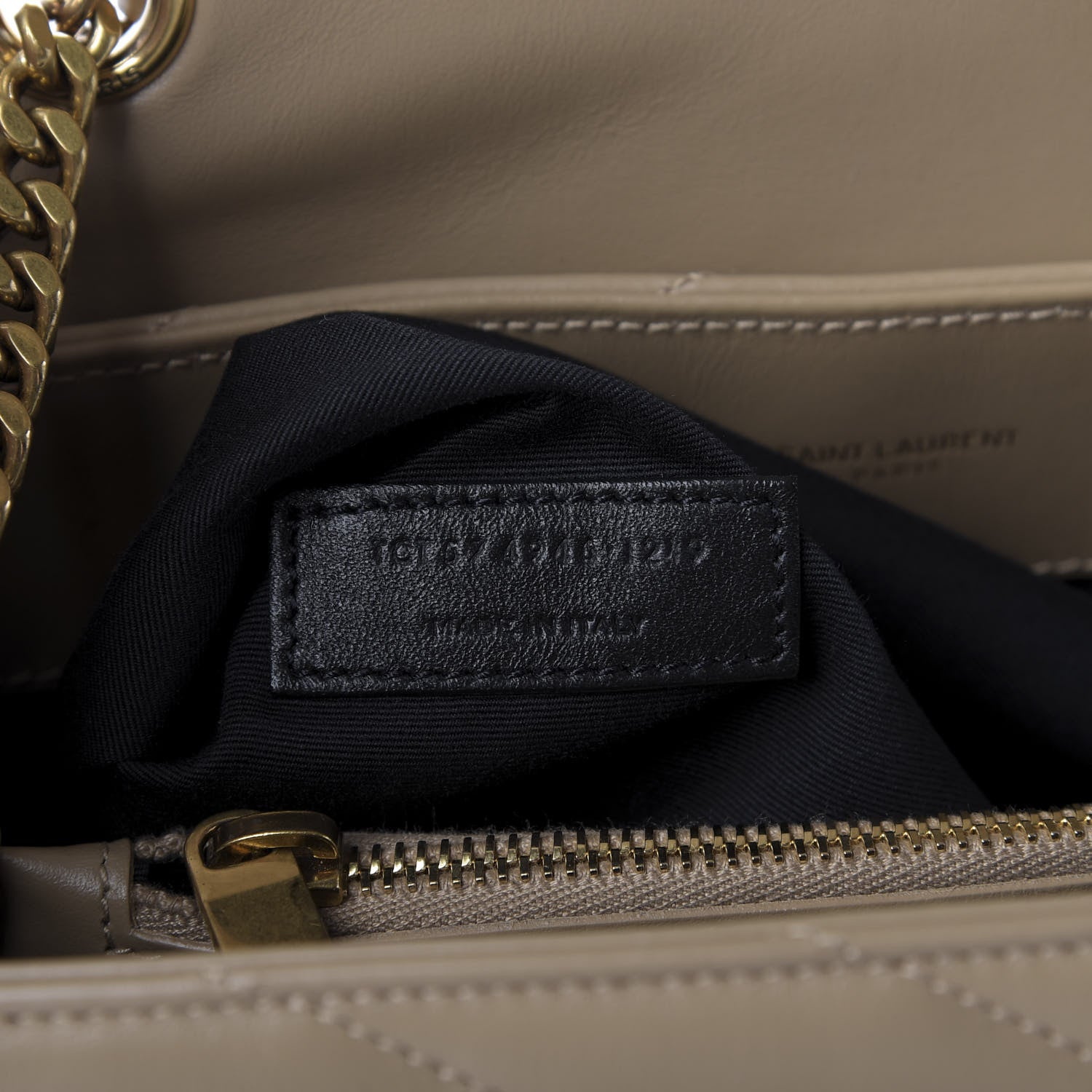 Saint Laurent Calfskin Y Quilted Monogram Medium Loulou Chain Satchel Dark Beige 9 of 9