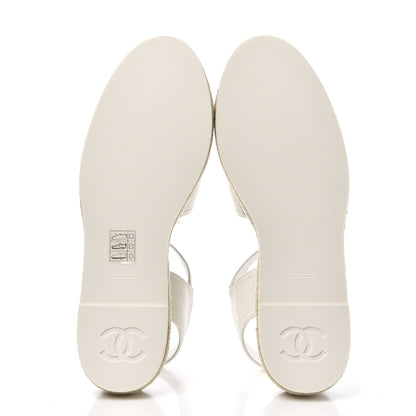 Chanel Lambskin Cap Toe CC Espadrille Sandals 38 Black White 6 of 11
