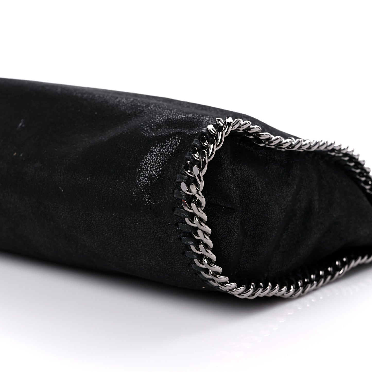 Embellished Shaggy Deer Small Falabella Fold Over Tote Black