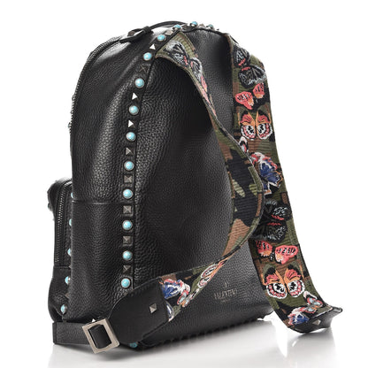 Valentino Garavani VALENTIN Pebbled Calfskin Medium Rockstud Rolling Backpack Black 3 of 7