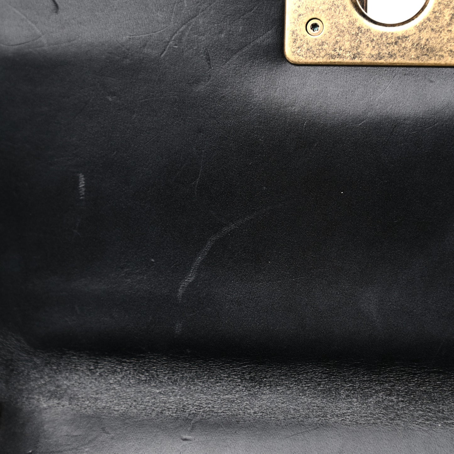 Glazed Calfskin Medium Boy Flap Black