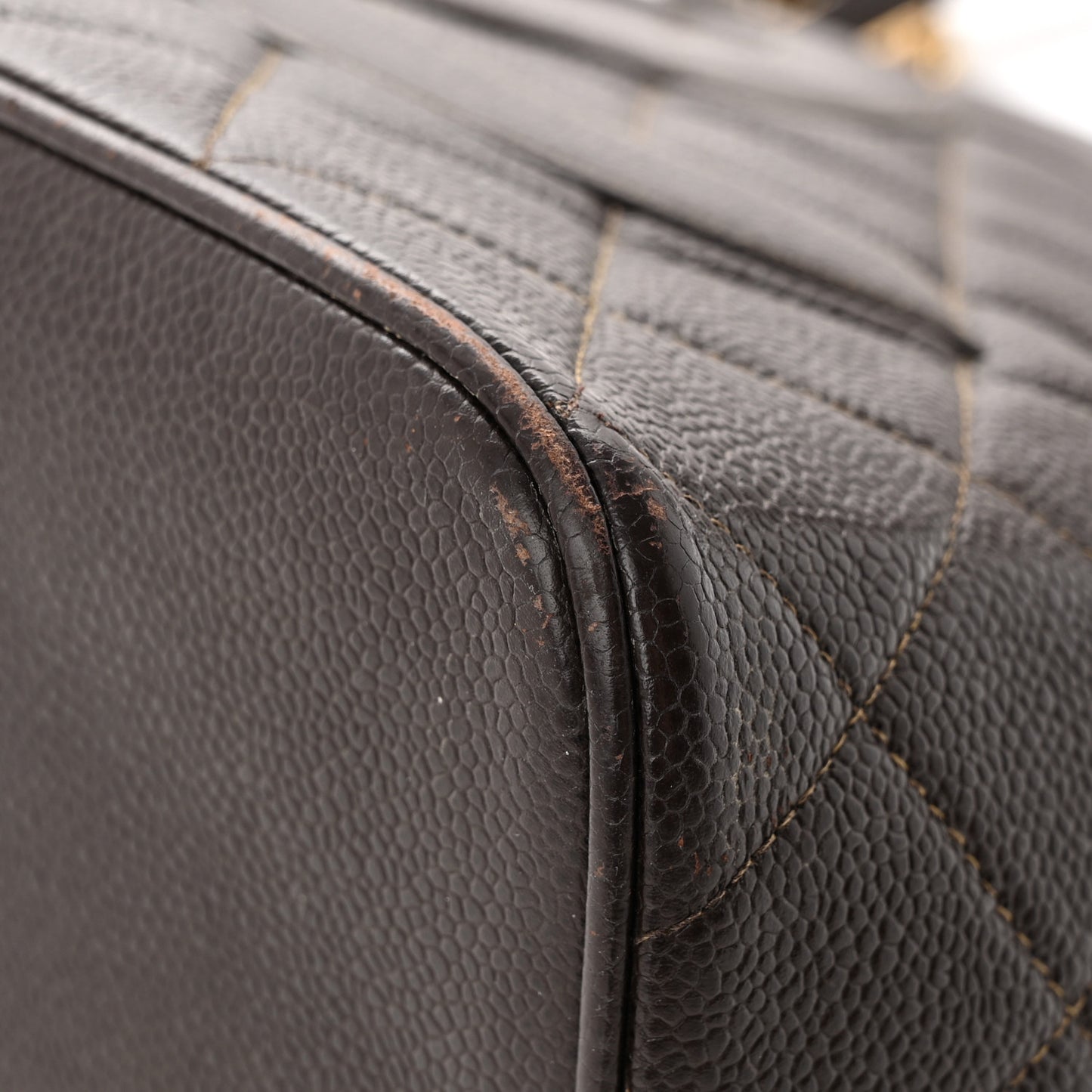 Caviar Quilted Medallion Tote Dark Brown