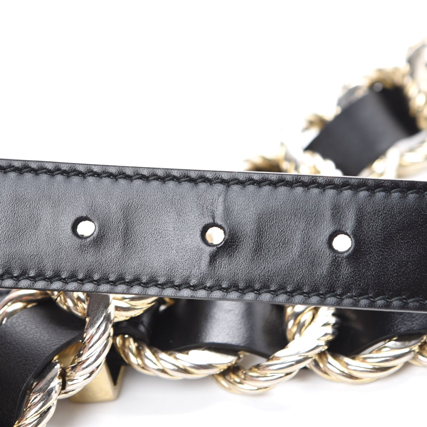 Gucci Calfskin Torchon Double G Chain 25mm Belt 80 32 Black 8 of 9