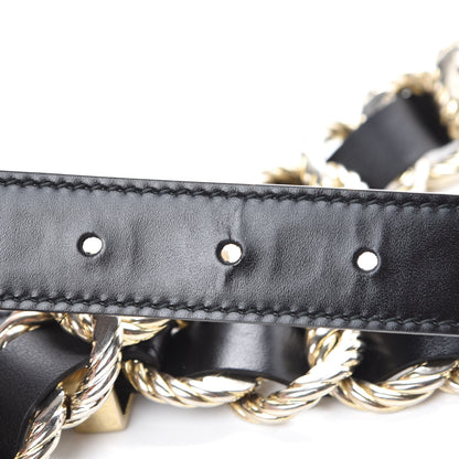 Gucci Calfskin Torchon Double G Chain 25mm Belt 80 32 Black 8 of 9