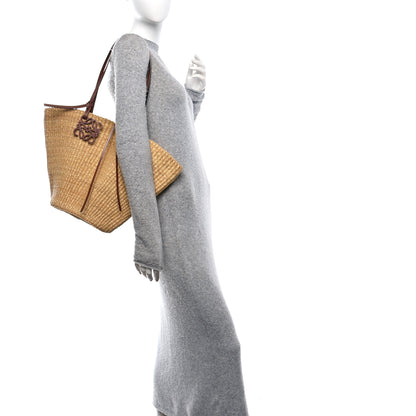 Loewe Raffia Calfskin Shell Basket Tote Natural Pecan 2 of 10