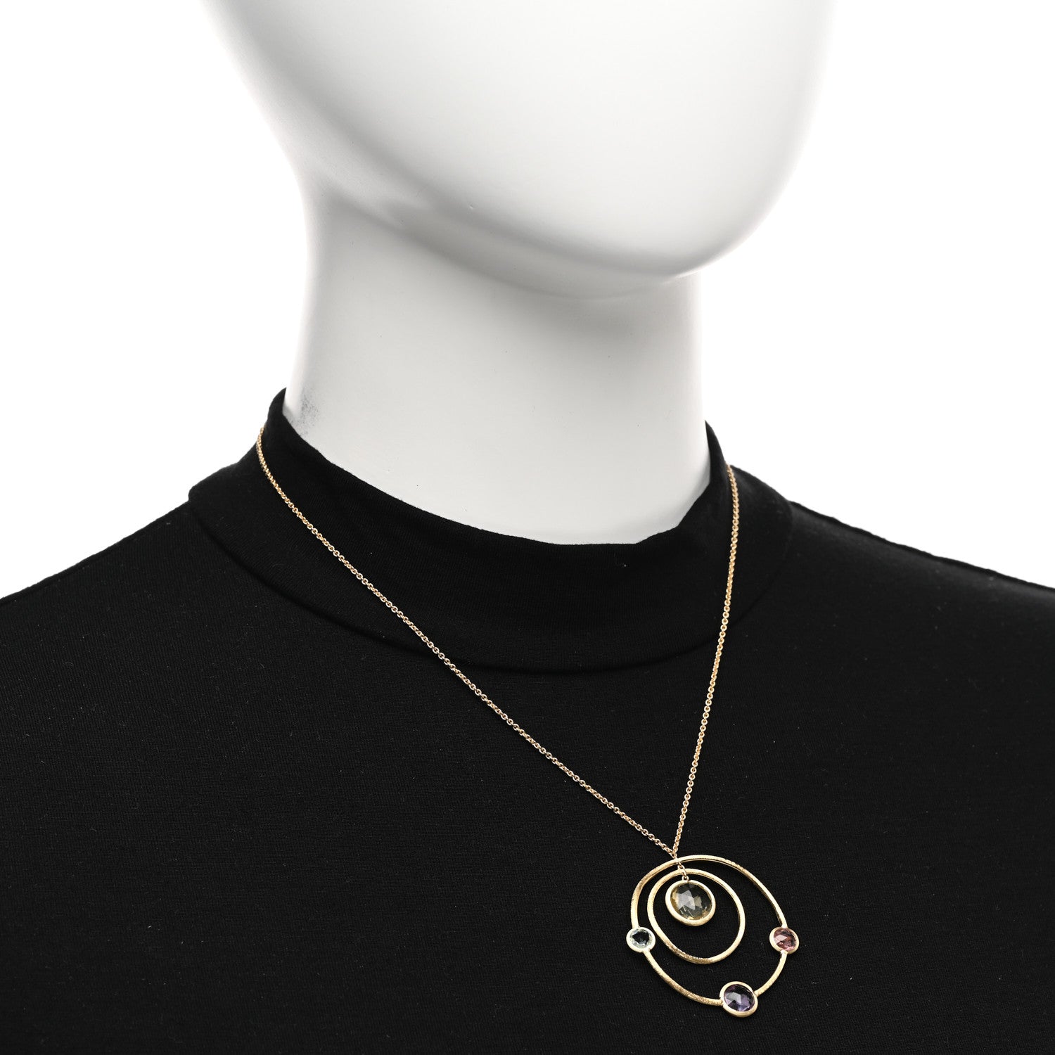 Marco Bicego 18K Yellow Gold Amethyst Citrine Rubellite Blue Topaz Jaipur Circle Pendant Necklace 2 of 4