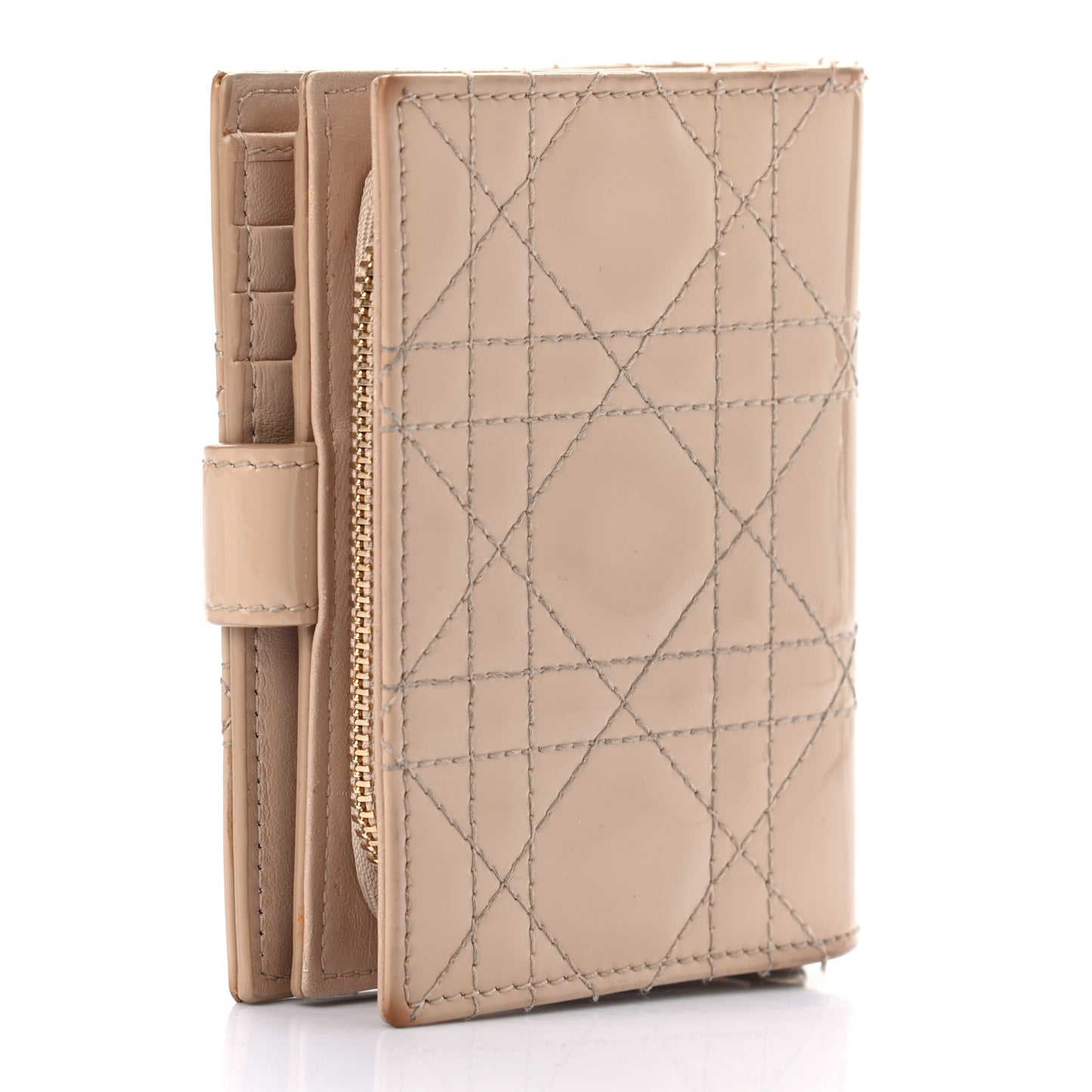 Patent Cannage Lady Dior Eden Wallet Beige