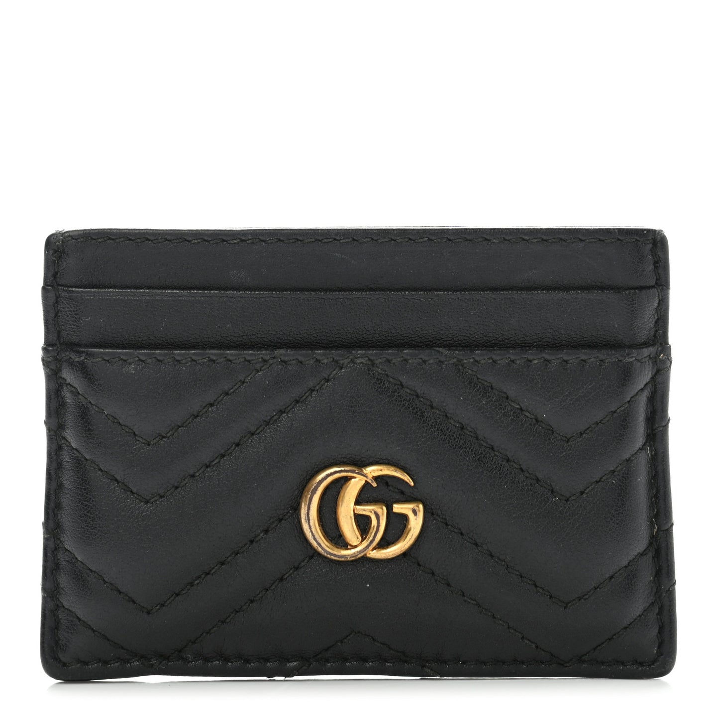 Calfskin Matelasse GG Marmont Card Holder Black