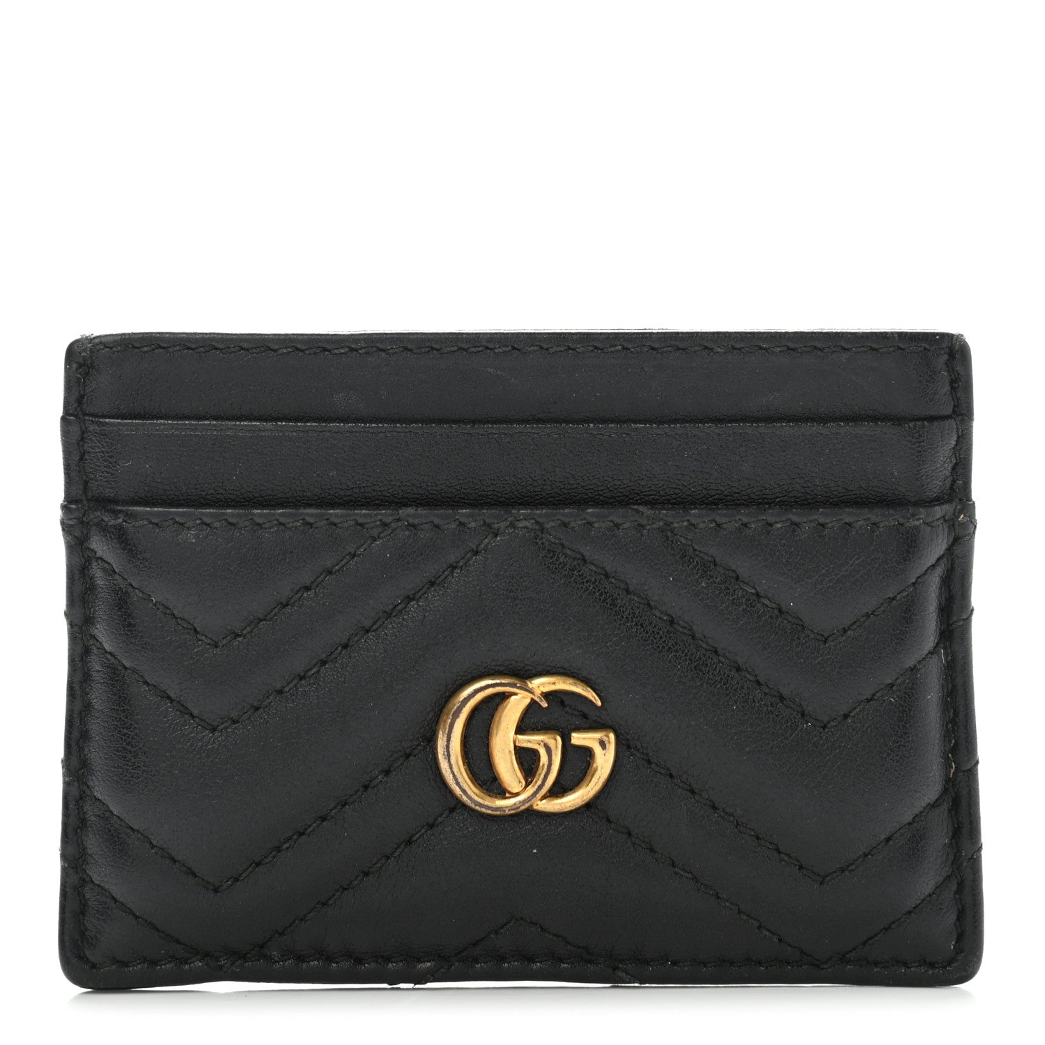 Gucci Calfskin Matelasse GG Marmont Card Holder Black 1 of 9
