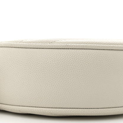 Saint Laurent Grain De Poudre Matelasse Chevron Quilted Round Vinyle Camera Bag Blanc Vintage 9 of 12