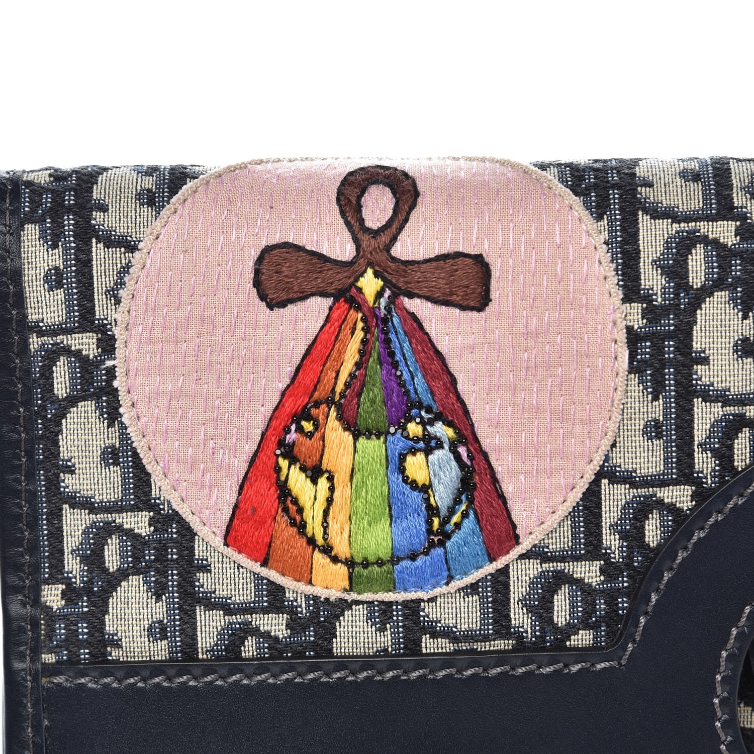 Christian Dior Oblique Tarot Fold Over Clutch Blue 11 of 11