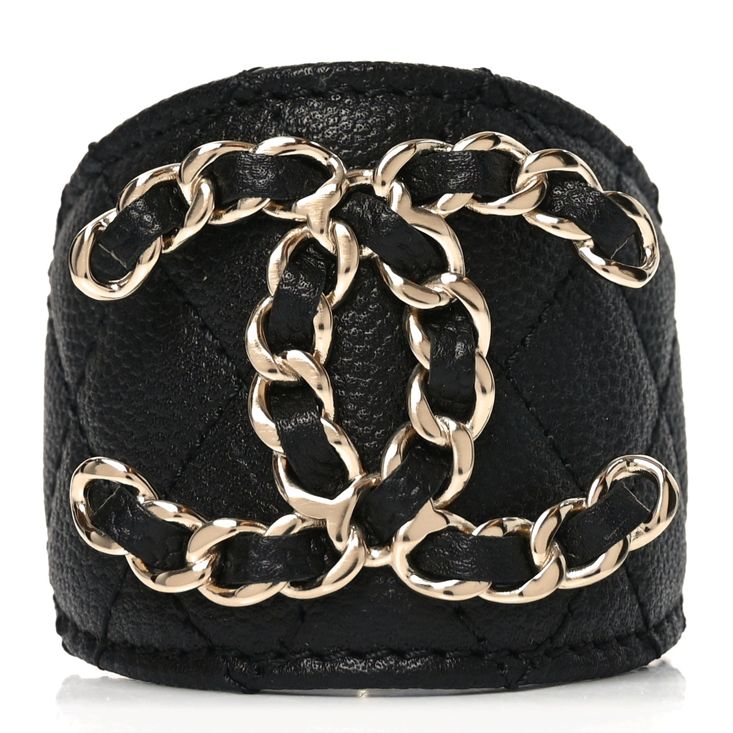 Caviar Quilted Chain CC Bracelet Black M