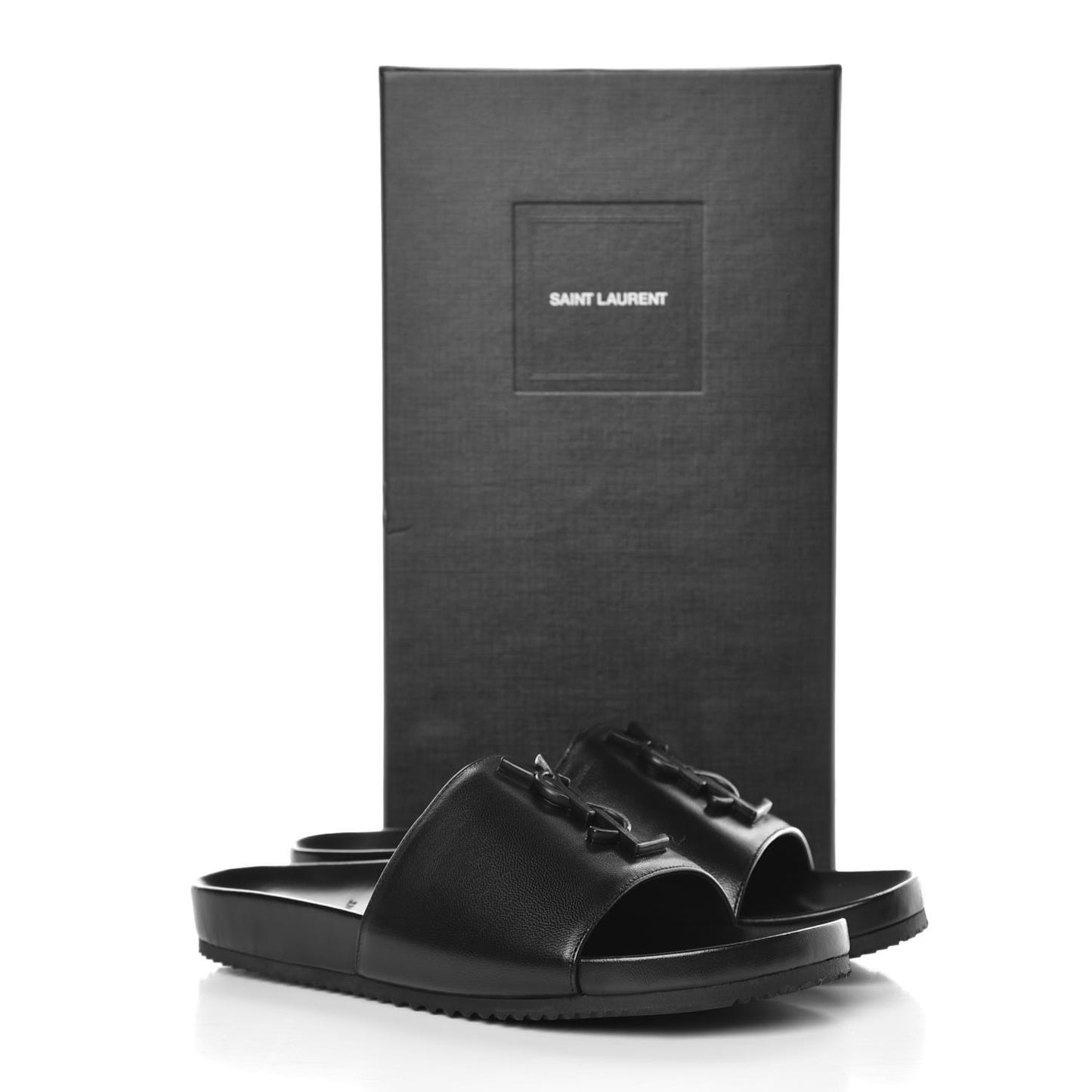 Calfskin Monogram Joan Slide Sandals 35.5 Black
