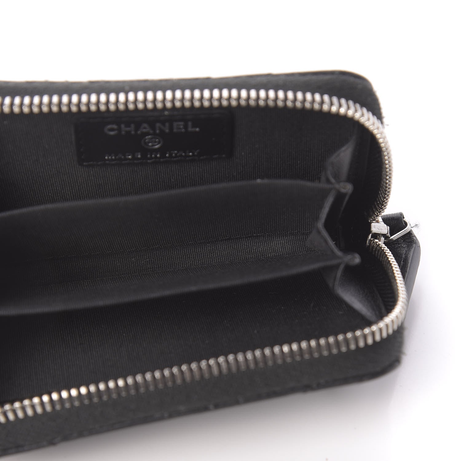 Chanel Lambskin Quilted Crossing Zip Around Coin Purse Black 6 of 10
