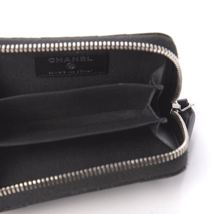 Chanel Lambskin Quilted Crossing Zip Around Coin Purse Black 6 of 10