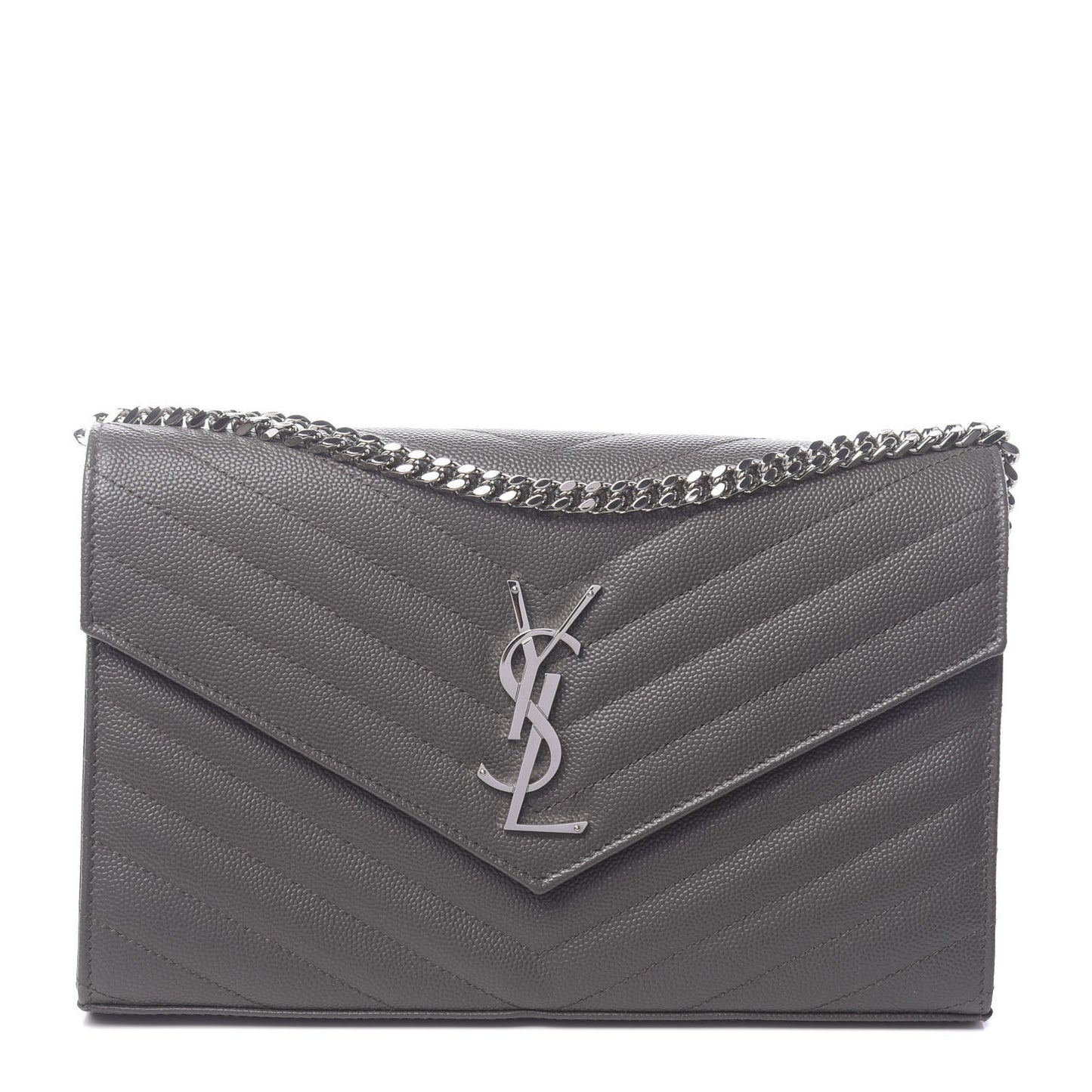 Grain De Poudre Matelasse Chevron Monogram Chain Wallet Earth