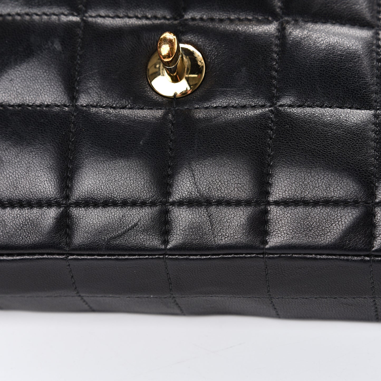 Lambskin East West Chocolate Bar Flap Black