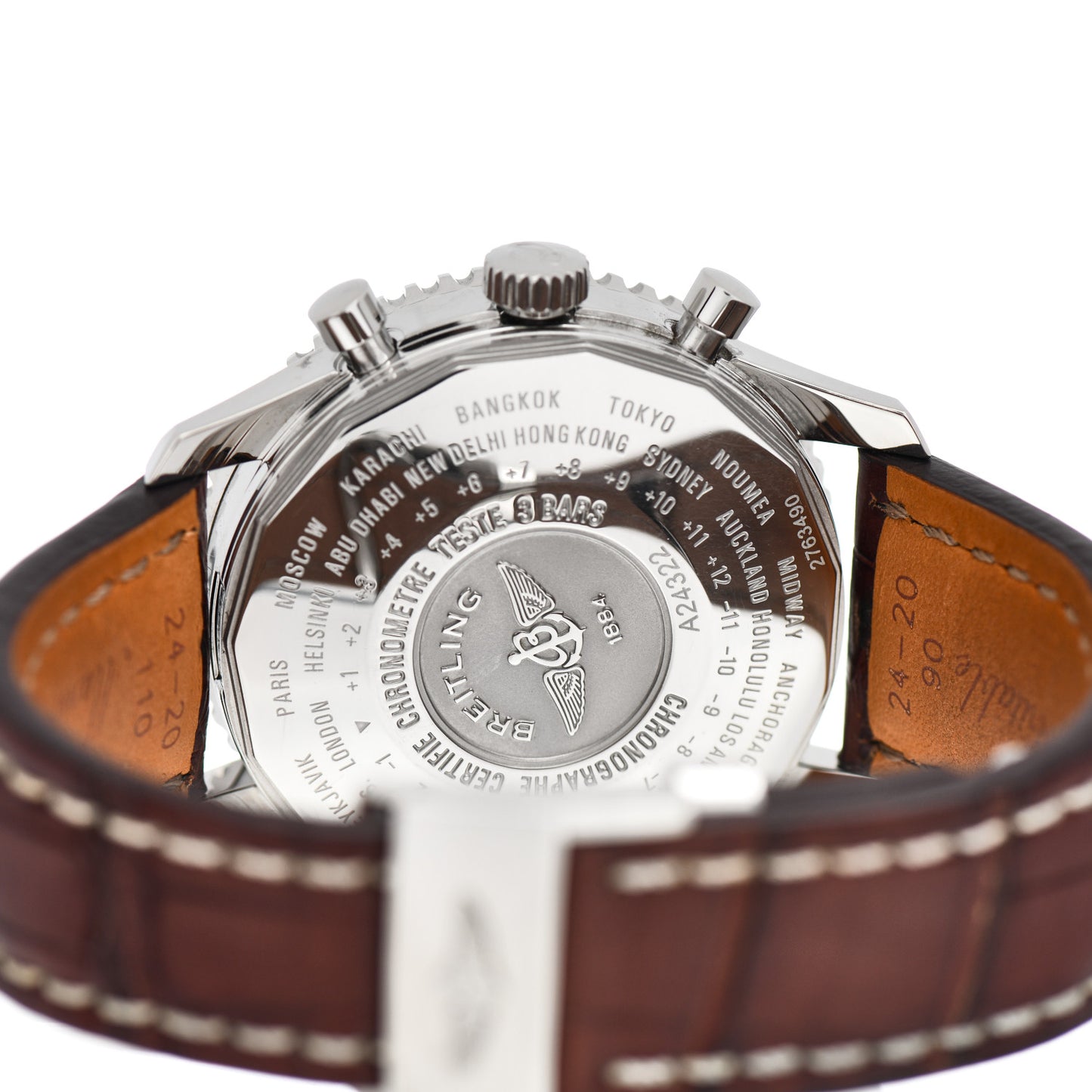 Stainless Steel Alligator 46mm Navitimer 1884 Limited Edition Chronograph Automatic Watch Black A24322