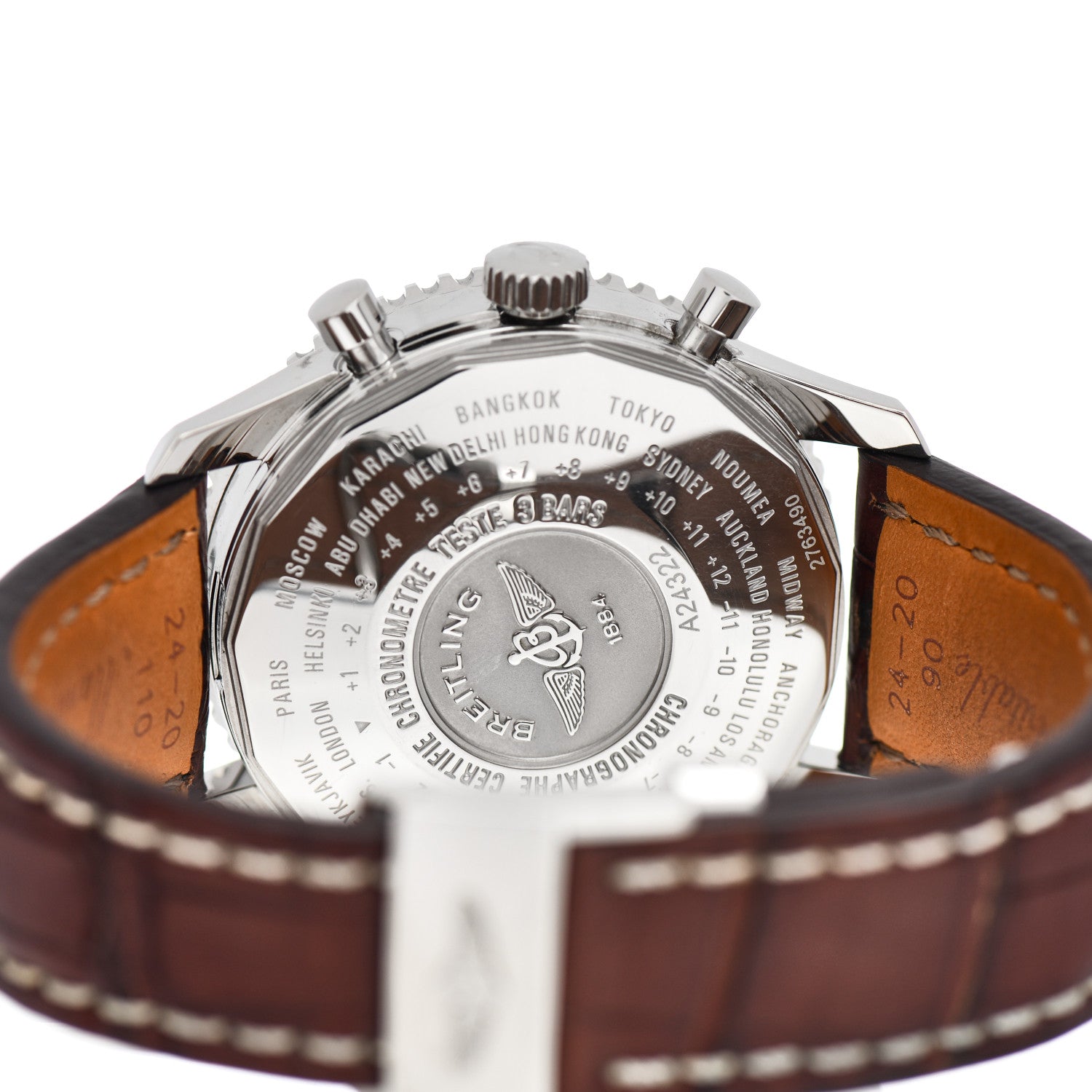 Breitling Stainless Steel Alligator 46mm Navitimer 1884 Limited Edition Chronograph Automatic Watch Black A24322 4 of 4