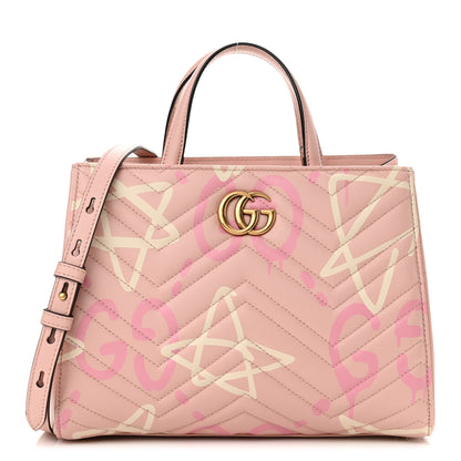 Gucci Calfskin Matelasse GucciGhost Small GG Marmont Tote Perfect Pink Rosa Ivory 1 of 12