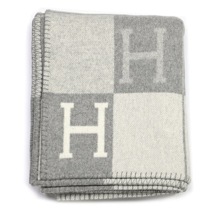 Hermes Wool Cashmere Avalon III Blanket Ecru Gris Clair 1 of 3