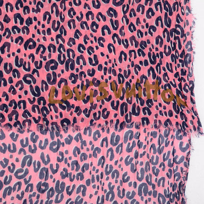 Louis Vuitton Cashmere Silk Leopard Stole Corail 4 of 6