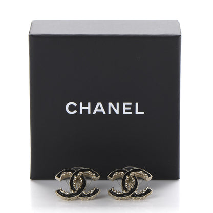 Chanel Enamel CC Baroque Earrings Black Gold 5 of 5