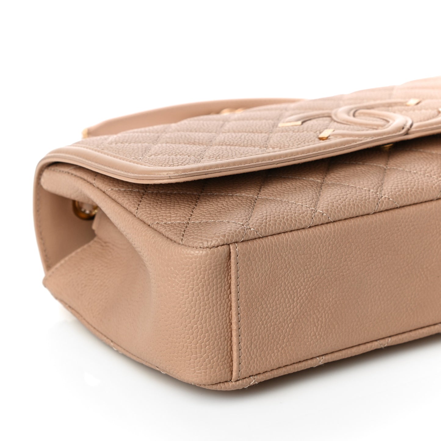 Caviar Quilted Medium CC Filigree Flap Beige