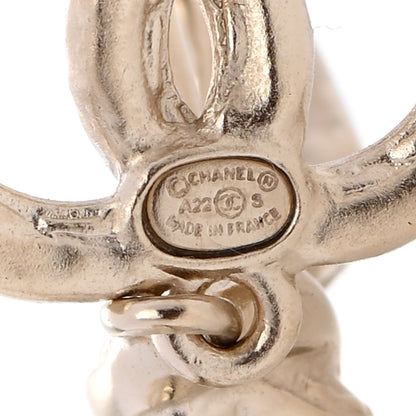Chanel Pearl Bow CC Drop Earrings Gold 4 of 5