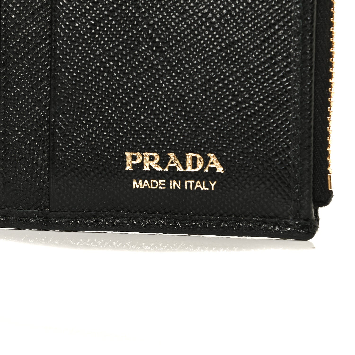 Prada Saffiano Zip Top Compact Wallet Black 7 of 12